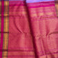 Clear lilac-lavender purple with fine gold checks pure silk Kanchipuram saree, lilac rani pink zari kattam closeup; traditional Zari Kattam weave.