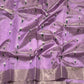Lilac Pattu Silk Chanderi saree, silver-gold tissue border detail