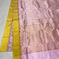 Lilac pink Pattu Silk Chanderi saree with metallic floral lattice