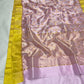 Lilac pink Pattu Silk Chanderi saree with pale metallic motifs