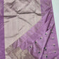Lilac Pure Silk Chanderi saree with silver-gold tissue border framing the body