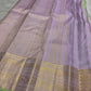 Lilac Pure Silk Kanjivaram saree with green contrast