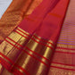 Displayed pallu of Vairaoosi saree showing richly woven zari lattice work and decorative Rudhraksham motifs.