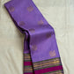 Clear lilac-lavender purple with fine gold checks pure silk Kanchipuram saree, lilac purple zari kattam kanjeevaram saree; traditional Zari Kattam weave.