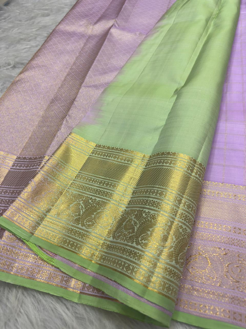 Lilac Zari Kattam Pure Silk saree
