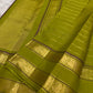 Self-colour rettapet vanasringaram border on lime green Kancheepuram pure silk saree — Idam Living