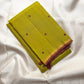 Lime Green Pure Silk Kanjivaram Saree — full saree overview, Butta weave with petite border — Idam Living