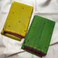 Lime Green Kanjivaram Saree — body close-up showing petite contrast buttas