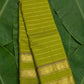 Lime green handwoven Kancheepuram pure silk saree with seepu reku body and rettapet vanasringaram border — Idam Living
