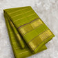 Seepu reku gold zari stripes on lime green Kanchipuram pure silk saree body — Idam Living