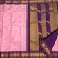 Lotus Pink Pure Silk Kanchipuram Korvai saree with Deep Purple border