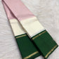 Lotus pink Pure Silk Kancheepuram Korvai saree with temple green border