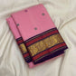 Handwoven lotus pink Kanjivaram saree with silk thread buttas