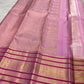 Lotus Pink Varisaipet Kanchipuram silk saree overall view.