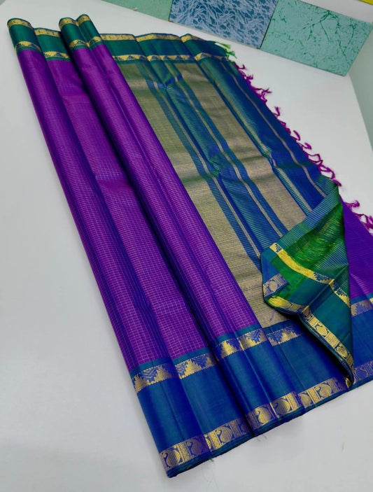 amethyst violet silk saree ls-rt-zk draped view