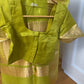 Chartreuse yellow-green pure Ektara Kora Banarasi silk saree with authentic kadhua sona-roopa bootas and grand floral zari border
