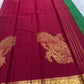 Peacock Green Vairaoosi Stripes Lightweight Pure Silk Kanchipuram Saree with Arakku Peacock Border – pallu zari detail