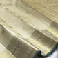 Warm ivory pure silk Kanchipuram saree with blouse piece, gold zari grid and Kili motifs — Idam Living