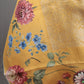 Pure Kanjivaram silk saree in warm yellow with painterly gardenia floral print and elegant zari detailing