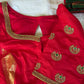 Custom handwoven silk blouse with traditional maggam embroidery and bridal kemp stone detailing