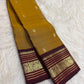 Harvest Gold Handwoven Pure Silk Kanchipuram Butta Saree with Maroon Border – view 2