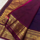 Imperial violet Kanchi pattu saree with rich traditional zari korvai border