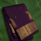 Kanchipuram silk saree in royal purple with antique gold border Maanga Butta weave folded view