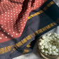 Madurai Sungudi cotton saree folded to show self rettapet border and wax-resist body