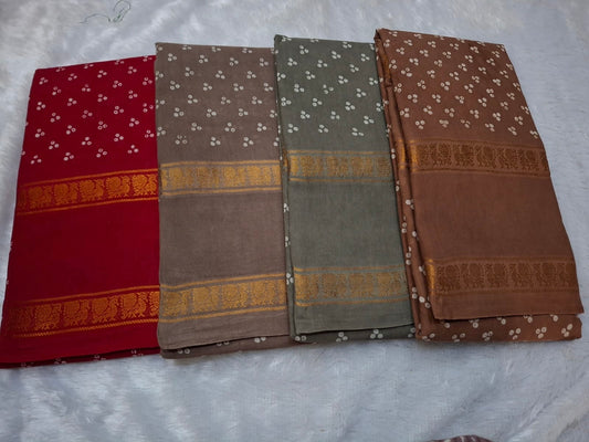 authentic Sungudi saree wax dyed breathable cotton saree self border
