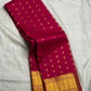Magenta handwoven pure silk Kanchi Pattu saree with golden kamalam butta — Idam Living