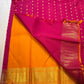 Golden zari geometric pallu detail, magenta Kanchi Pattu silk