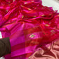 Magenta Chanderi Pattu Silk saree with metallic patterned pallu