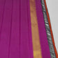 Magenta and Dark Green Handwoven Pure Silk Kanchi Pattu Saree with Gold Zari Stripe Border