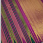 Magenta and Dark Green Handwoven Pure Silk Kanchi Pattu Saree with Gold Zari Stripe Border