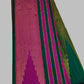 Magenta and Dark Green Handwoven Pure Silk Kanchi Pattu Saree with Gold Zari Stripe Border