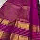 Blackberry Plum Handwoven Pure Silk Kanjivaram Zari Kattam Saree with Magenta Elephant Border – border detail view