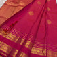 Magenta and Gold Handwoven Pure Silk Kanjeevaram Saree with Zari Kattam Body and Kamalam Butta Rettapet Border