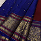 Magenta and Royal Blue Handwoven Pure Silk Kanchipuram Saree with Sorgavaasal Mayil Border