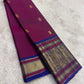 Magenta Kanchipuram silk saree with sorgavaasal mayil border detail – Idam Living