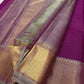 Magenta Kanjivaram Zari Kattam saree with a dense gold-zari border.