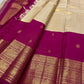 Raspberry Pink and Jasmine Ivory Handwoven Pure Silk Kanjeevaram Saree with Gold Korvai Peacock Border