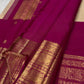 Raspberry Pink and Jasmine Ivory Handwoven Pure Silk Kanjeevaram Saree with Gold Korvai Peacock Border