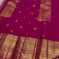 Raspberry Pink and Jasmine Ivory Handwoven Pure Silk Kanjeevaram Saree with Gold Korvai Peacock Border