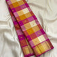 Magenta Paalum Pazhamum Kanchipuram saree folded, full view