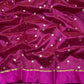 Magenta Handwoven Pattu Silk Chanderi Saree with Gold Butti and Brocaded Pallu