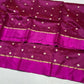 Magenta Handwoven Pattu Silk Chanderi Saree with Gold Butti and Brocaded Pallu