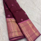 Magenta Pink Kanchipuram border with geometric Kattam and floral zari Jaal