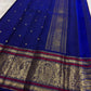 Magenta and Royal Blue Handwoven Pure Silk Kanchipuram Saree with Sorgavaasal Mayil Border