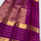 Handwoven Vadamalli Purple Varisaipet saree with layered antique-gold traditional border.