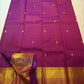 Magenta purple Pure Silk Kanchipuram Zari Kattam saree with gold zari border